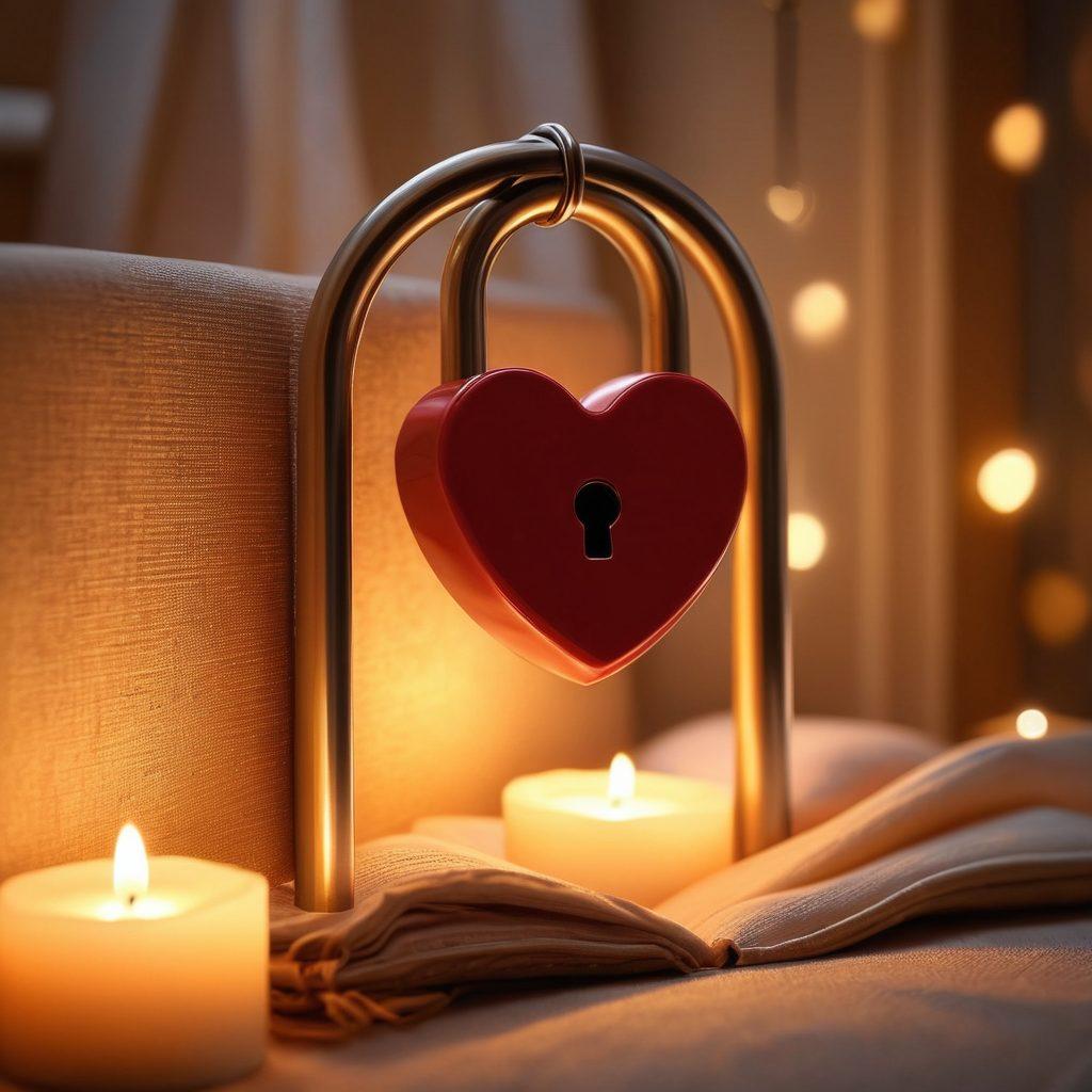 A heart-shaped lock symbolizing security, surrounded by intertwined hands that radiate warmth and affection. Soft, glowing light emanating from the lock, representing intimacy and strong bonds. Background of a cozy room with subtle hints of romance, like candles and soft pillows. Capture the essence of devotion through the imagery. super-realistic. warm colors. soft focus.